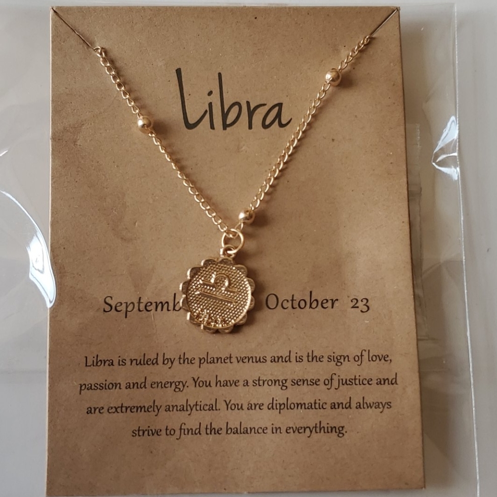 Gold Libra Zodiac necklace